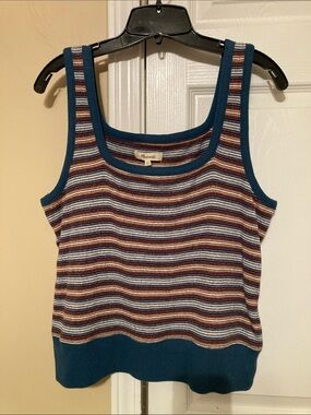 Madewell striped textural square neck tank top
